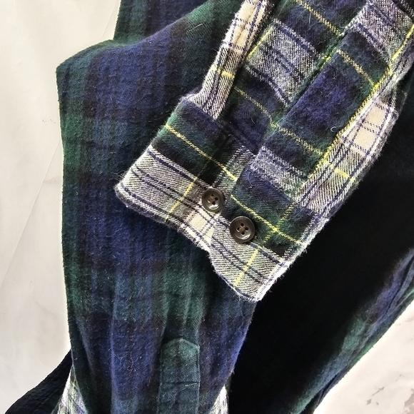 LL Bean Shirt Womens XS Green Plaid Flannel Scotch Check Button Up Patchwork - Picture 10 of 12